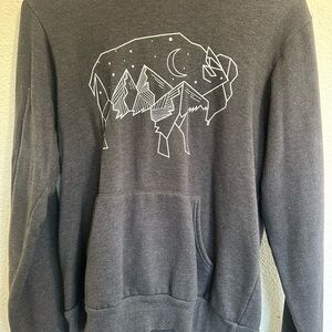 Gray Hoodie with Geometric Buffalo Design